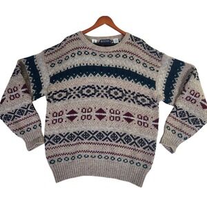 Vintage Austin Reed Wool Sweater Men's XL Nordic Knit Shetland Indie